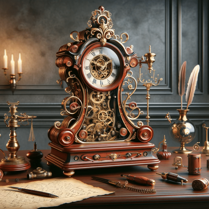 Steampunk elements and a clock