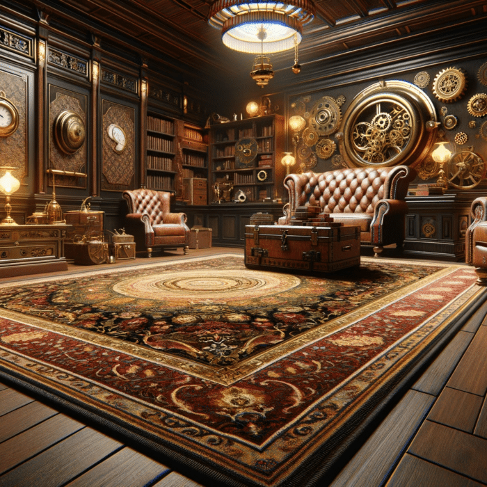 Steampunk rug in a more Victorian era setting