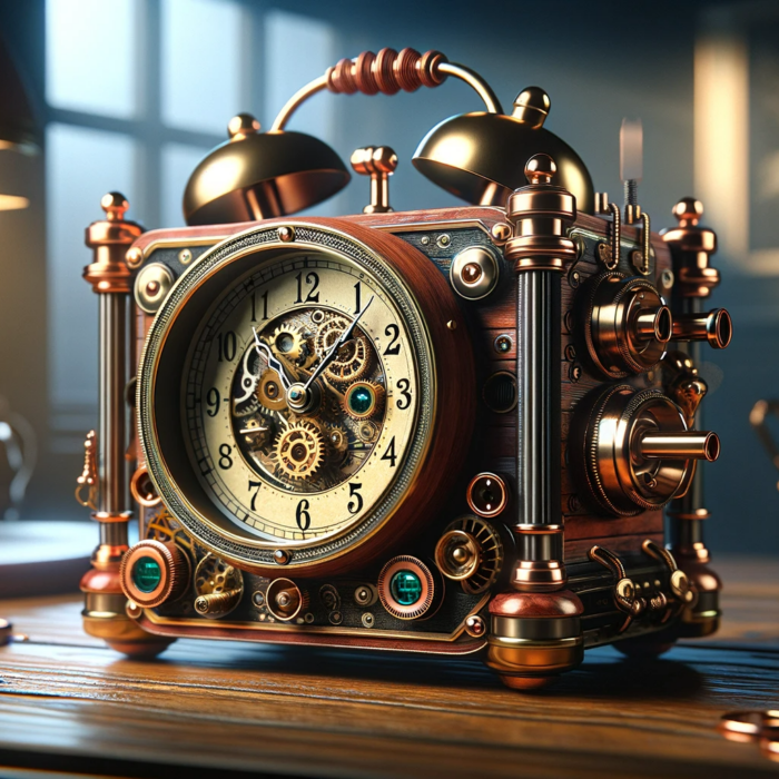 Steampunk table clock