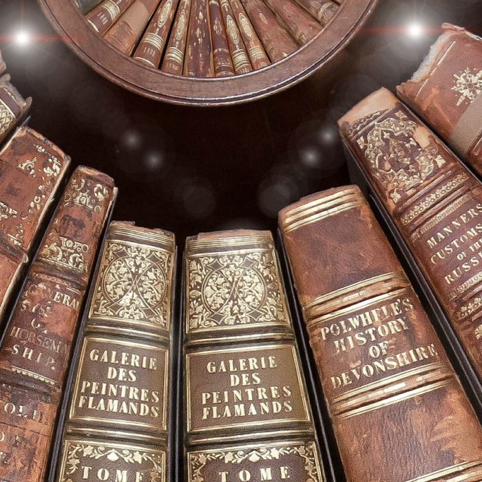 several books on a shelf
