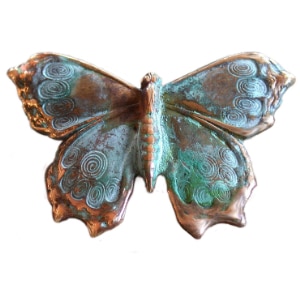 brass and blue butterfly pin