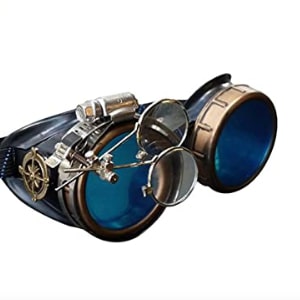 steampunk goggles blue compass