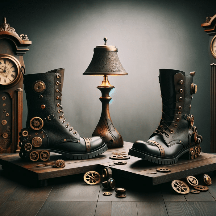 Steampunk boots and clocks