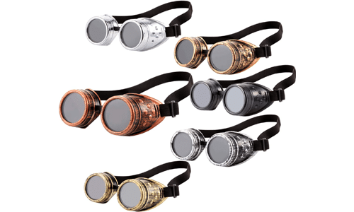 6 Pieces Retro Steampunk Goggles for Women Victorian Silver Vintage Sunglasses