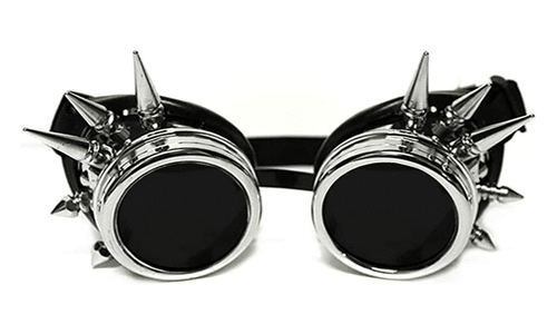 GloFX Steampunk Goggles Tinted - Rave Eyes Gothic Welder (Chrome Spike)