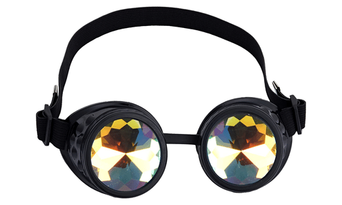 Kaleidoscope Steampunk Rave Glasses Goggles with Rainbow Crystal Glass Lens