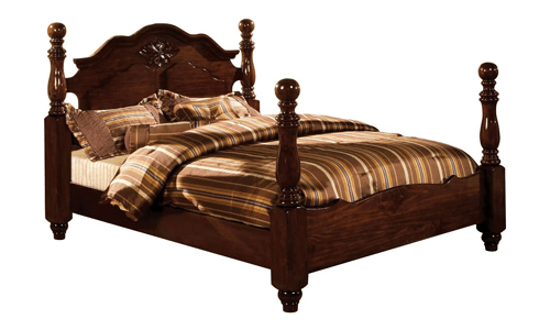 Scarlette Classic Four Poster Bed Eastern King Glossy Dark Pine
