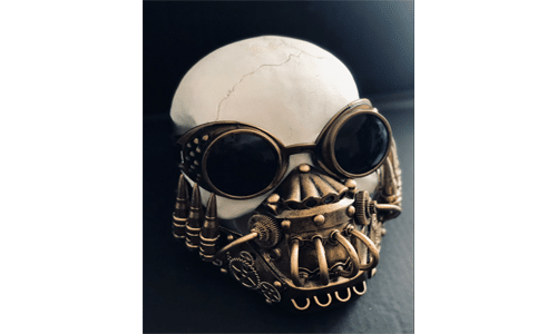 Respirator Gas Mask With Spiked Goggles, Gears, and Tubes