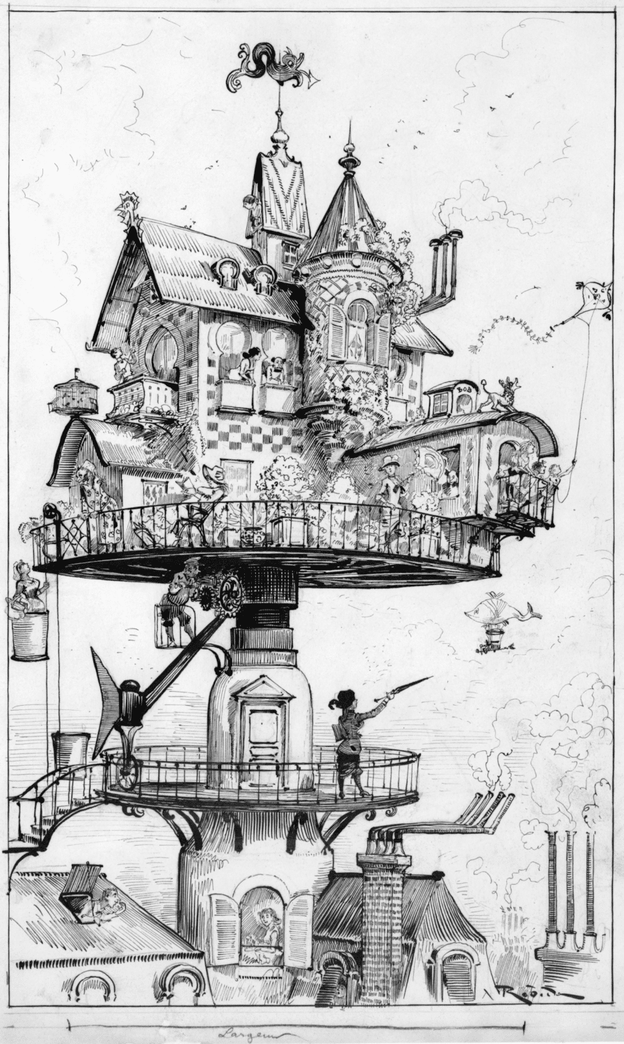 Maison tournante aérienne by Albert Robida