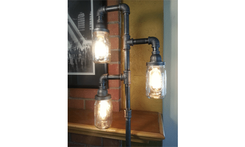 FLOOR LAMP STEAMPUNK MASON JAR