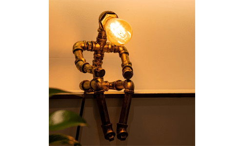 INDUSTRIAL METAL ROBOT TABLE LAMP