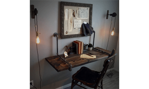 INDUSTRIAL PIPE WALL MOUNTED DESK