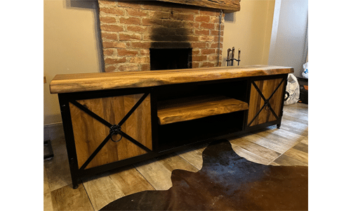 SOLID WOOD TV CONSOLE WITH METAL