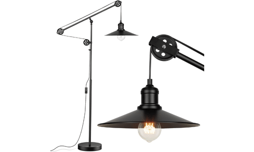 RUSTIC READING LAMP WITH PULLEY SYSTEM